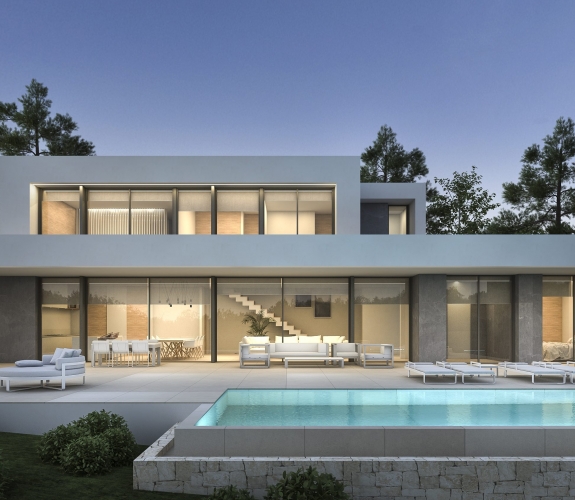 Moraira Alicante Villas PLA DEL MAR> LUKSUS NY BYGGET MODERN VILLA med havudsigt,