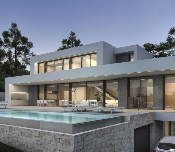 Moraira Alicante Villas PLA DEL MAR> LUKSUS NY BYGGET MODERN VILLA med havudsigt,