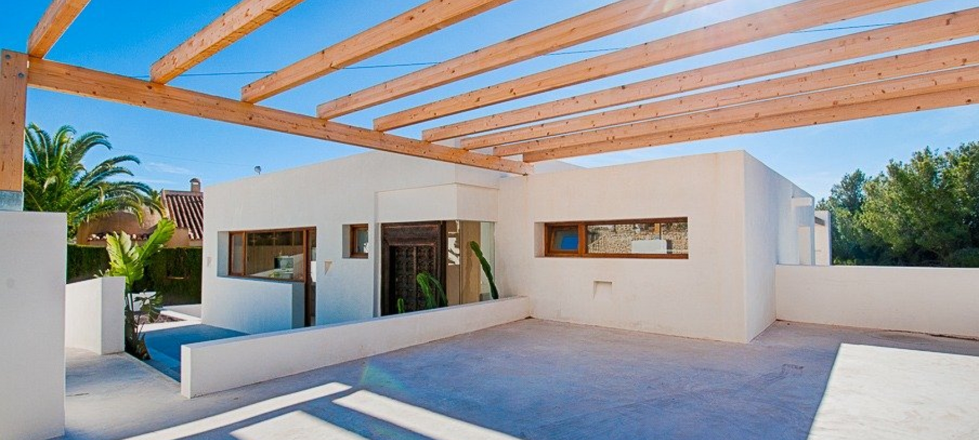 Modern Ibiza style New Build Villa for sale in Pinar del Advocat Moraira with Sea Views and walking distance to Town and Beach